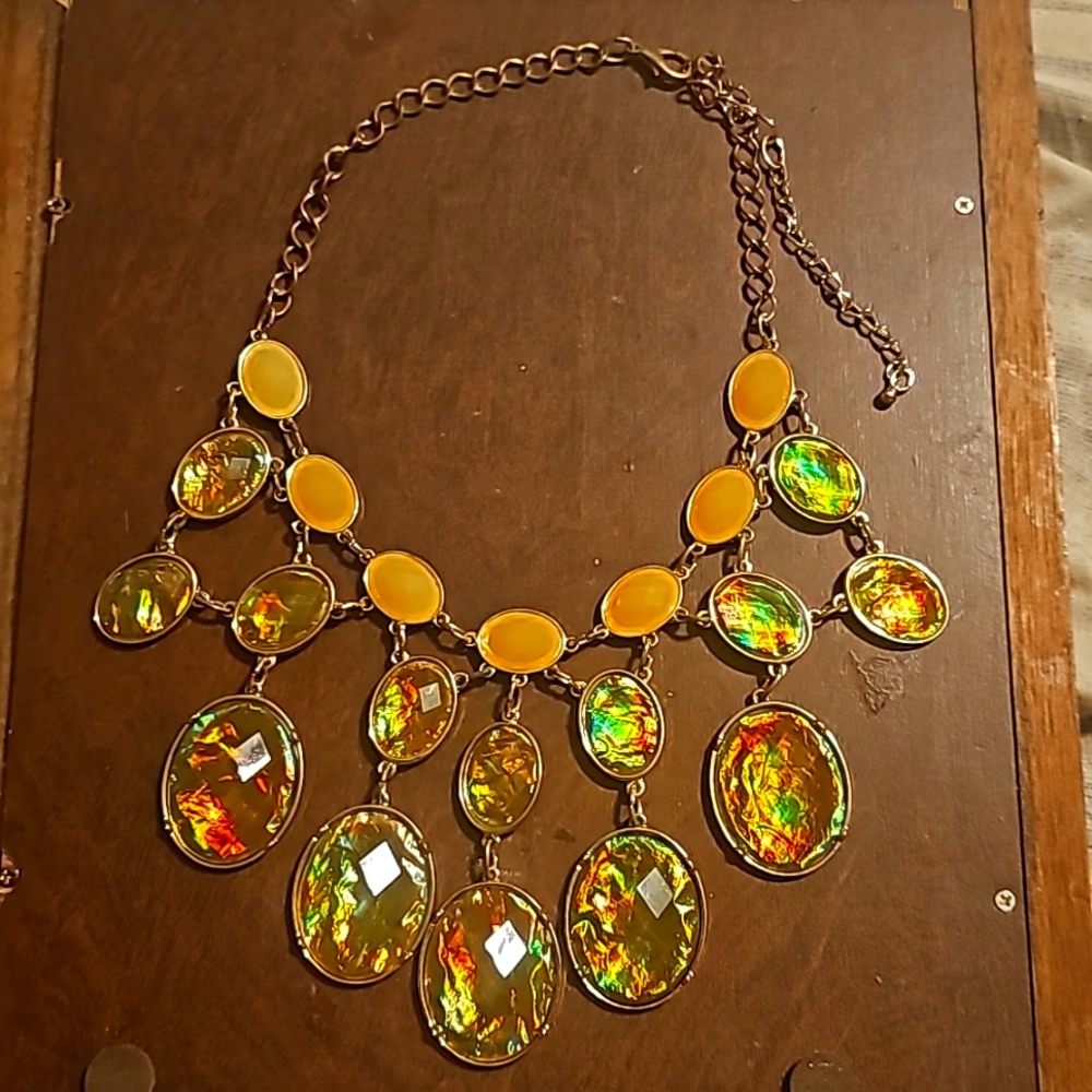 Gorgeous Gold-Plated Golden, Bold Beauty Statement Necklace,